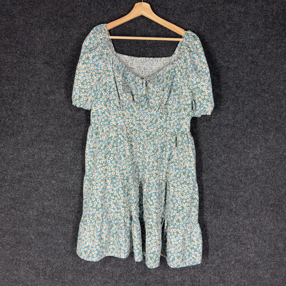 Unbranded Dress Women M Medium Blue Floral Sheath Midi V-Neck Short Sleeve